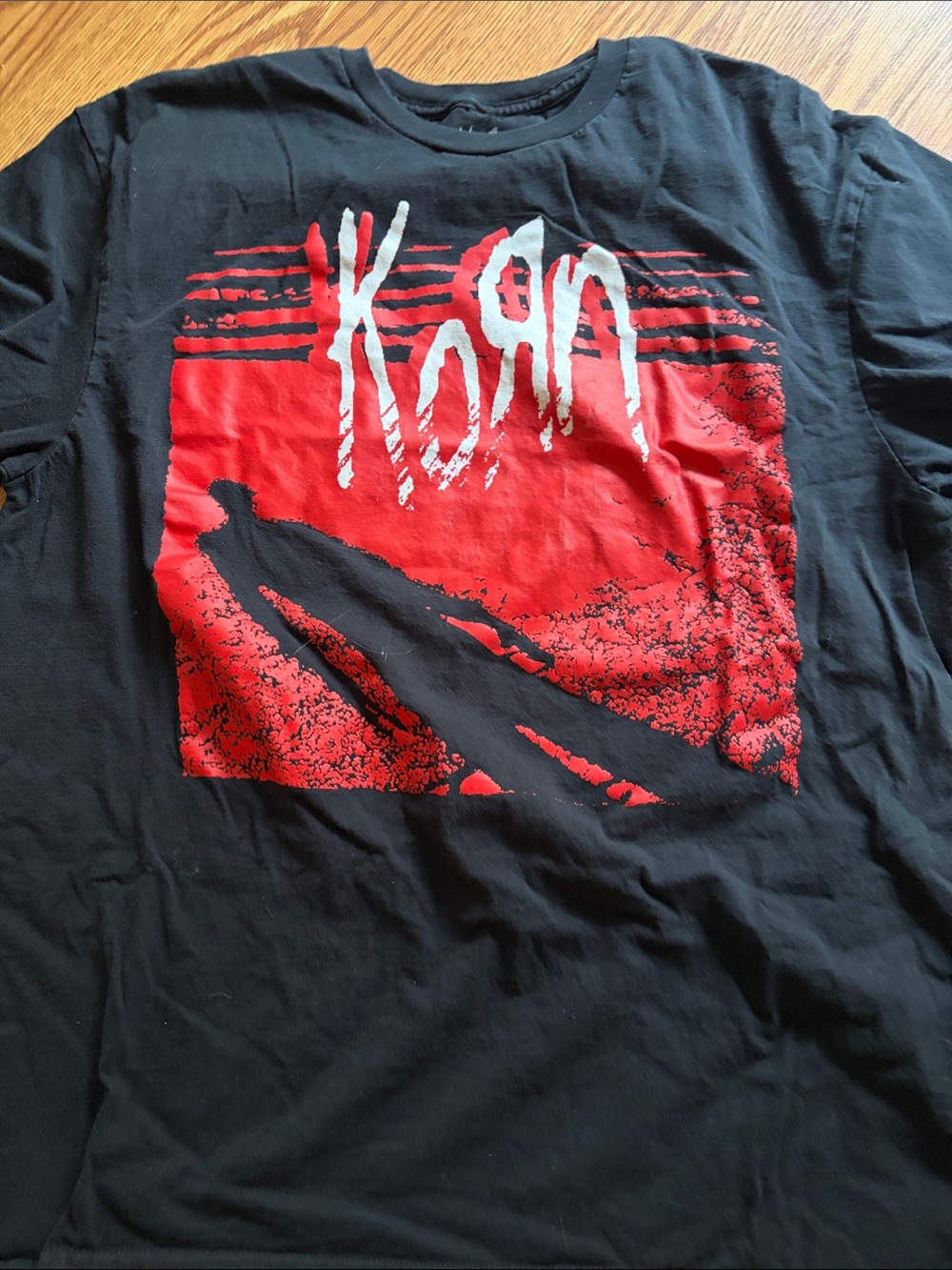 Korn Logo Black Short Sleeve Tee with Red Graphic